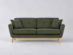 Canapé Hoga Maisons du Monde, 3 places droit fixe, velours côtelé, coloris vert