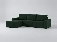 Canapé Romane Maisons du Monde, 4 places d'angle fixe réversible, velours côtelé, coloris vert foncé