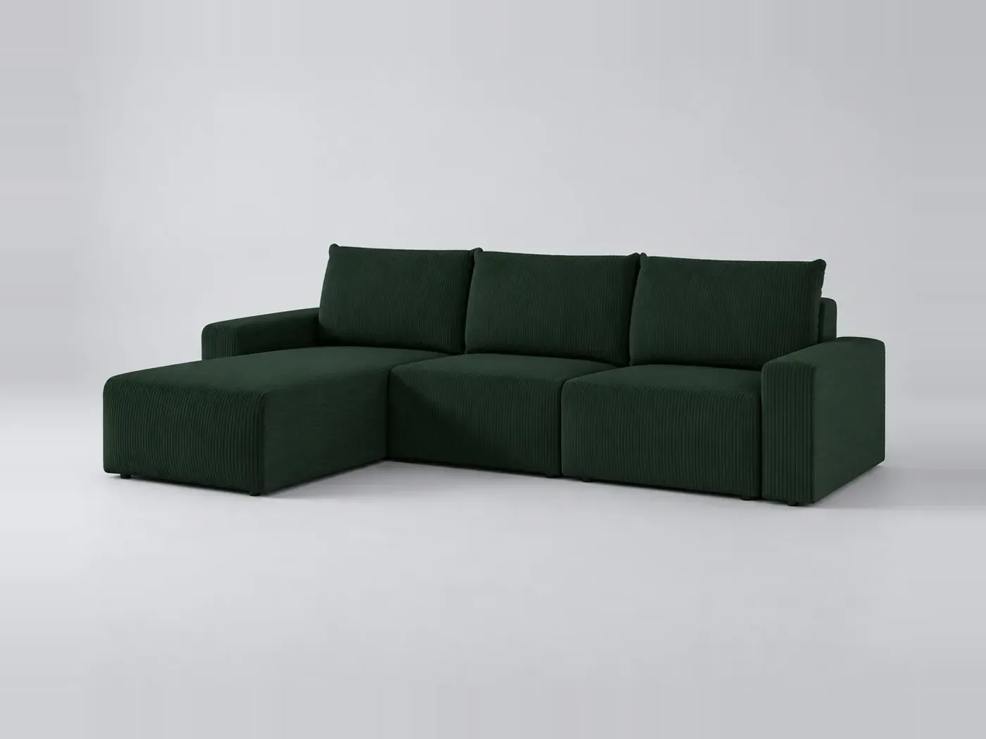 Canapé Romane Maisons du Monde, 4 places d'angle fixe réversible, velours côtelé, coloris vert foncé