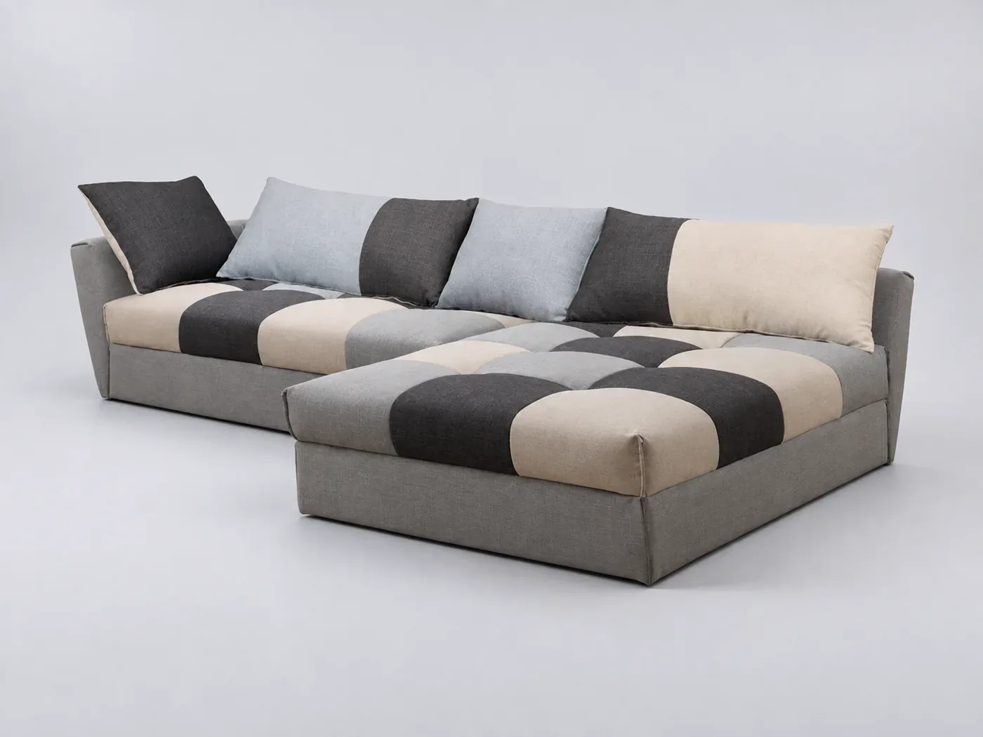 Canapé Romane Maisons du Monde, 5 places d'angle fixe, coloris gris clair