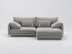 Canapé Torino Maisons du Monde, 3 places d'angle fixe, tissu structurel, coloris gris clair
