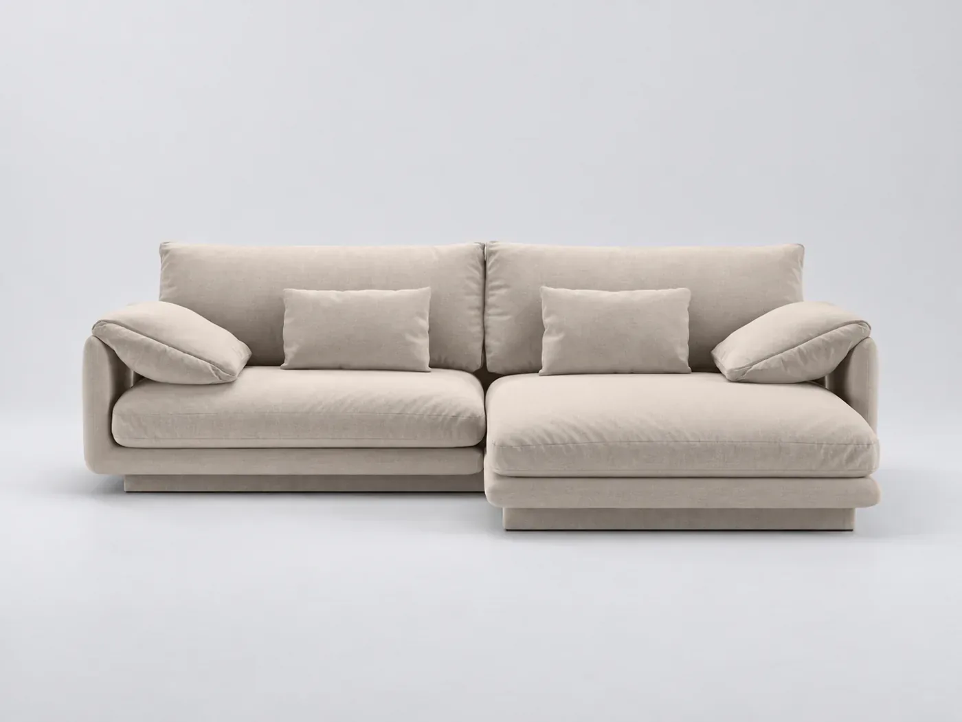Canapé Torino Maisons du Monde, 4 places d'angle fixe, tissu structurel, coloris beige clair