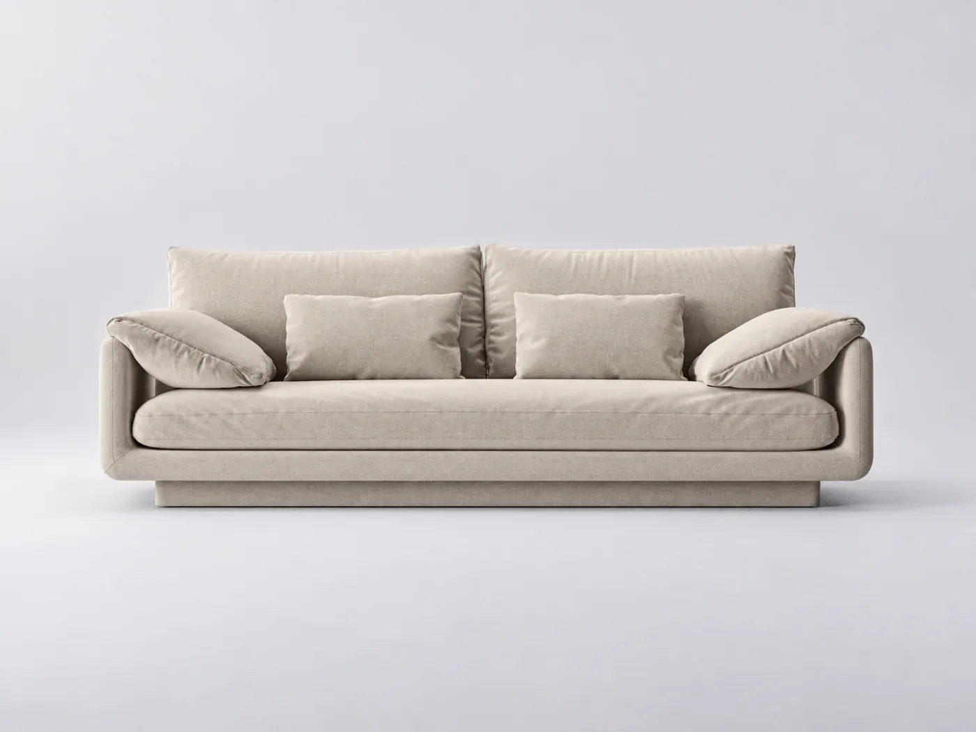 Canapé Torino Maisons du Monde, 3 places droit fixe, tissu structurel, coloris beige clair