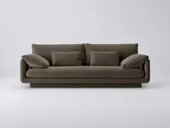 Canapé Torino Maisons du Monde, 3 places droit fixe, velours, coloris ébène