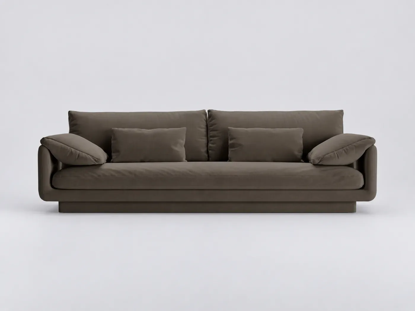 Canapé Torino Maisons du Monde, 4 places droit fixe, velours, coloris ébène