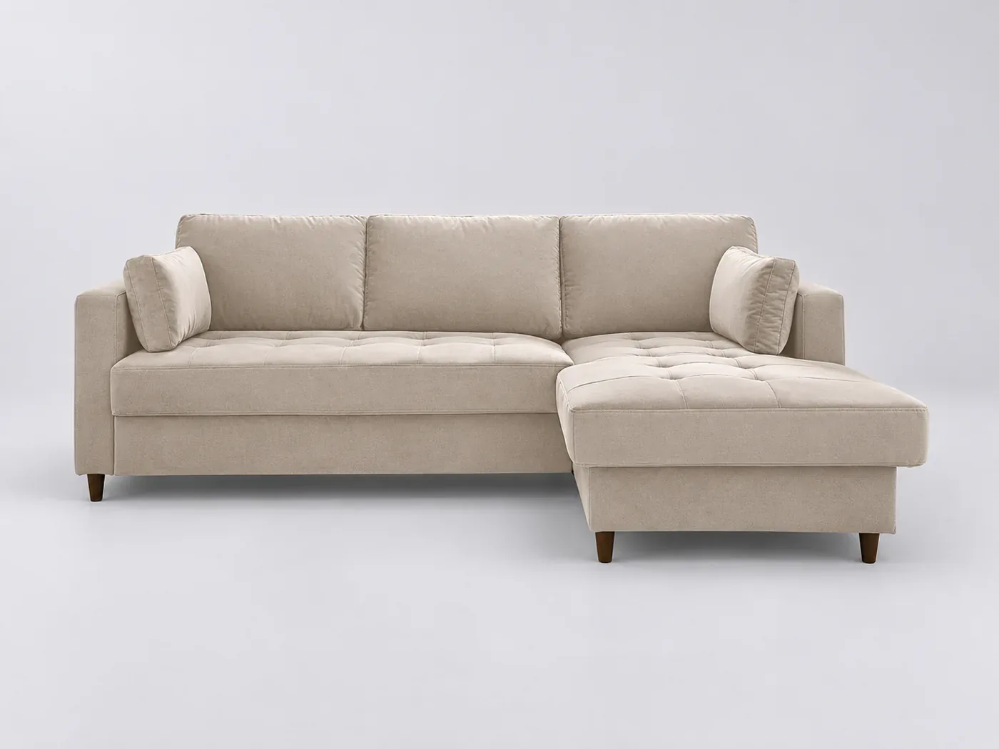 Canapé Anna Maisons du Monde, 4 places d'angle convertible, velours, coloris beige