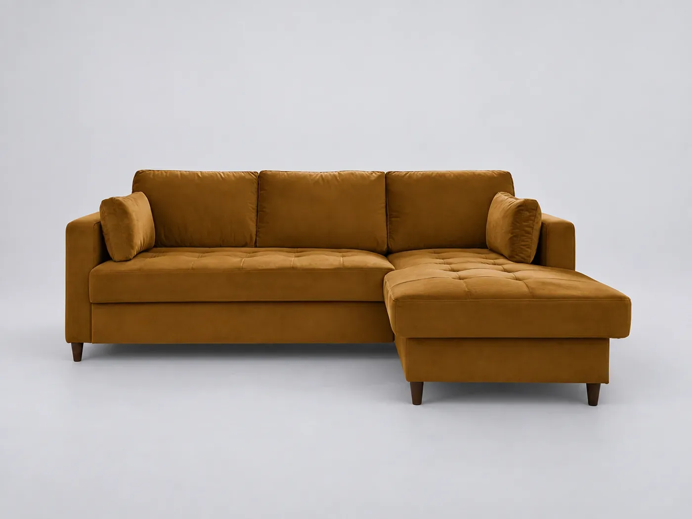 Canapé Anna Maisons du Monde, 4 places d'angle convertible, velours, coloris jaune
