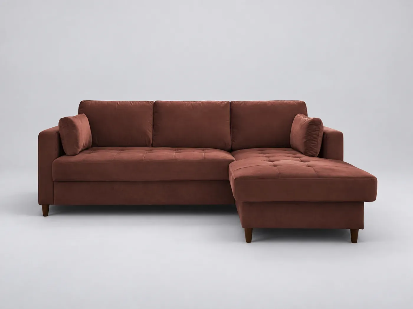Canapé Anna Maisons du Monde, 4 places d'angle convertible, velours, coloris rose