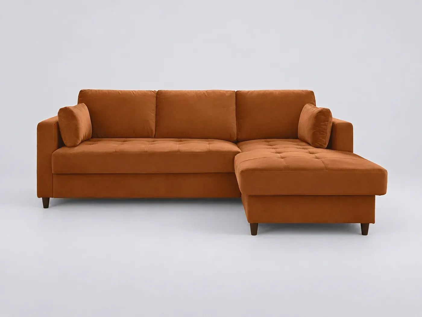 Canapé Anna Maisons du Monde, 4 places d'angle convertible, velours, coloris rouille