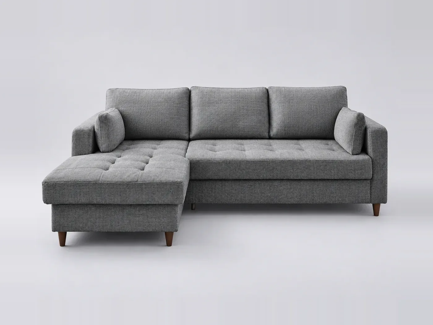 Canapé Anna Best Mobilier, 4 places d'angle fixe, velours, coloris gris