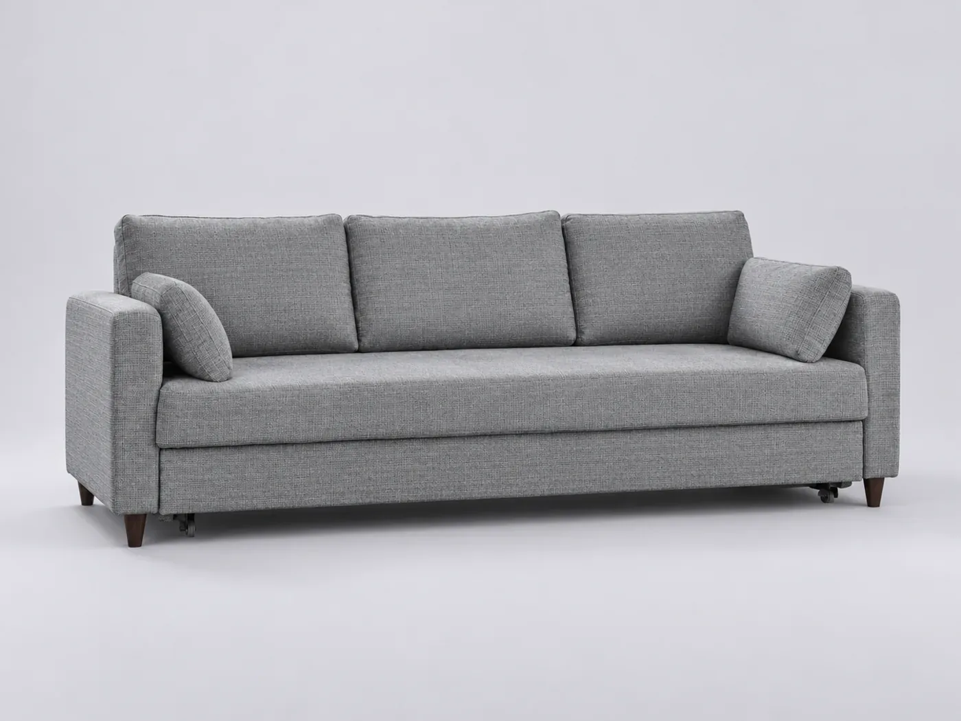 Canapé Anna Maisons du Monde, 3 places droit convertible, velours, coloris gris