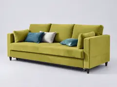 Canapé Anna Maisons du Monde, 3 places droit convertible, velours, coloris vert olive