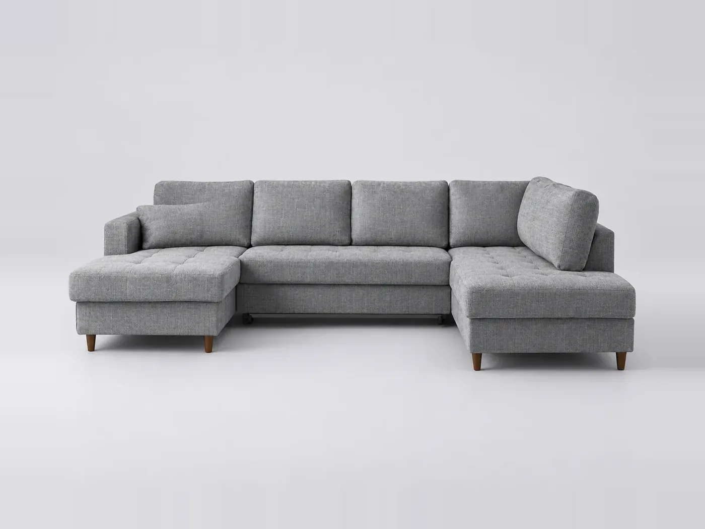 Canapé Anna Maisons du Monde, 7 places panoramique fixe, velours, coloris gris