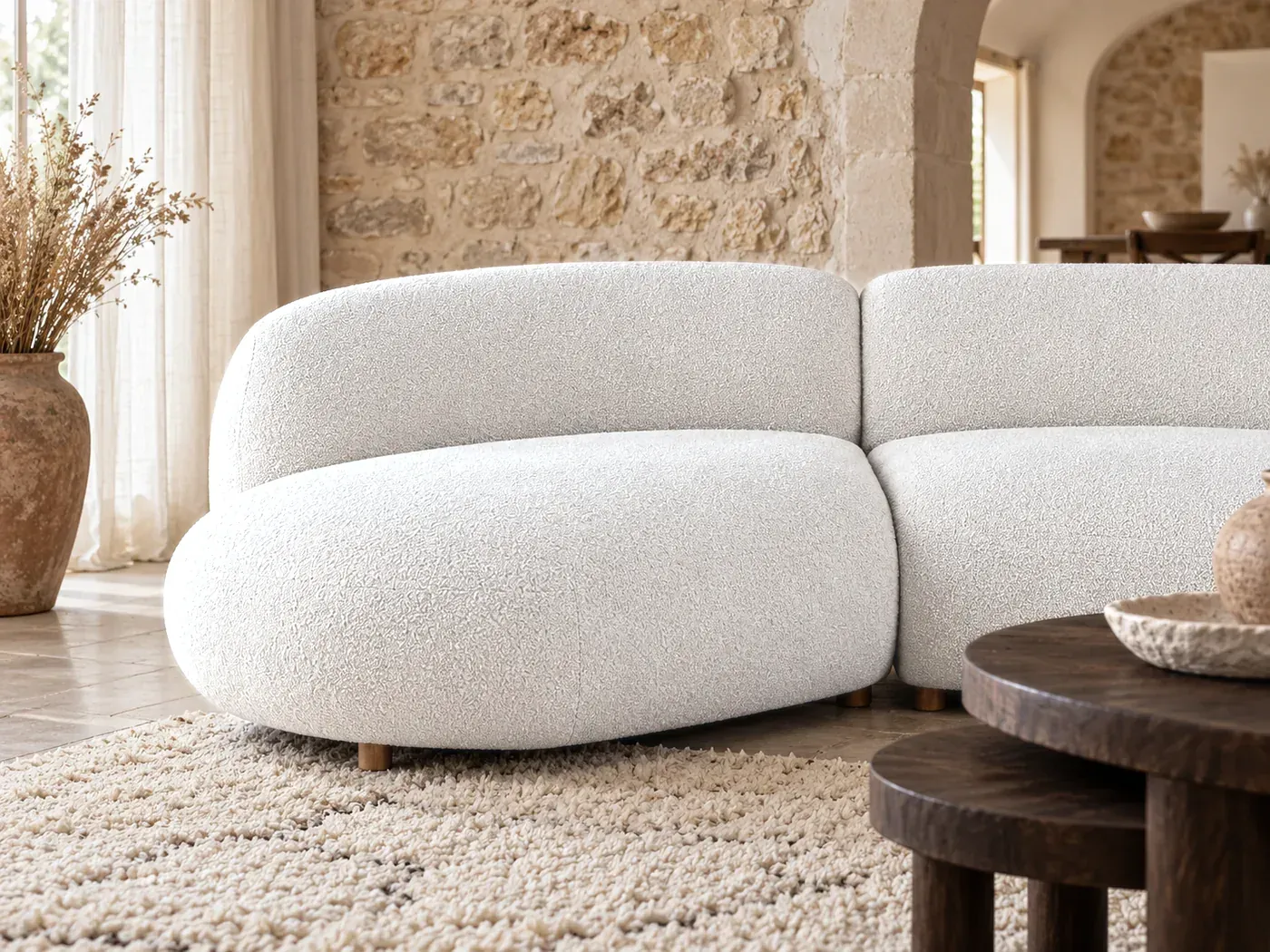 Stonic, 3 places droit fixe, bouclette, coloris beiges : gros plan sur le tissu