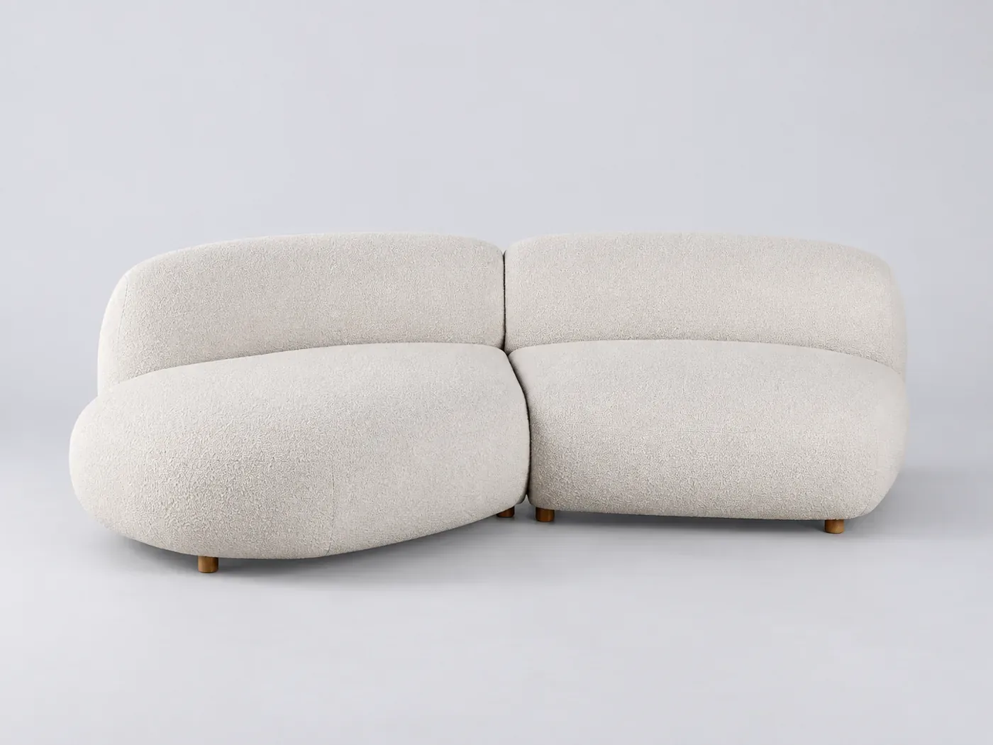 Canapé Stonic Maisons du Monde, 3 places droit fixe, bouclette, coloris s beiges
