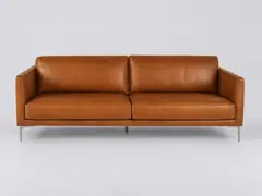 Canapé Tyler Maisons du Monde, 3 places droit fixe, cuir, coloris marron