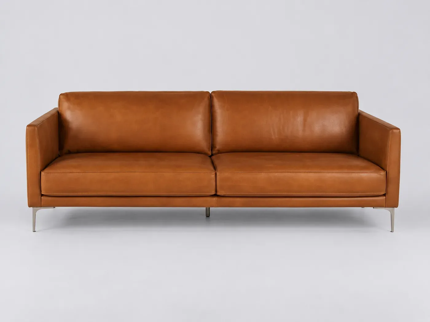 Canapé Tyler Maisons du Monde, 3 places droit fixe, cuir, coloris marron