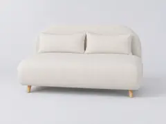 Canapé Ponio Maisons du Monde, 2 places droit convertible, bouclette, coloris ecru