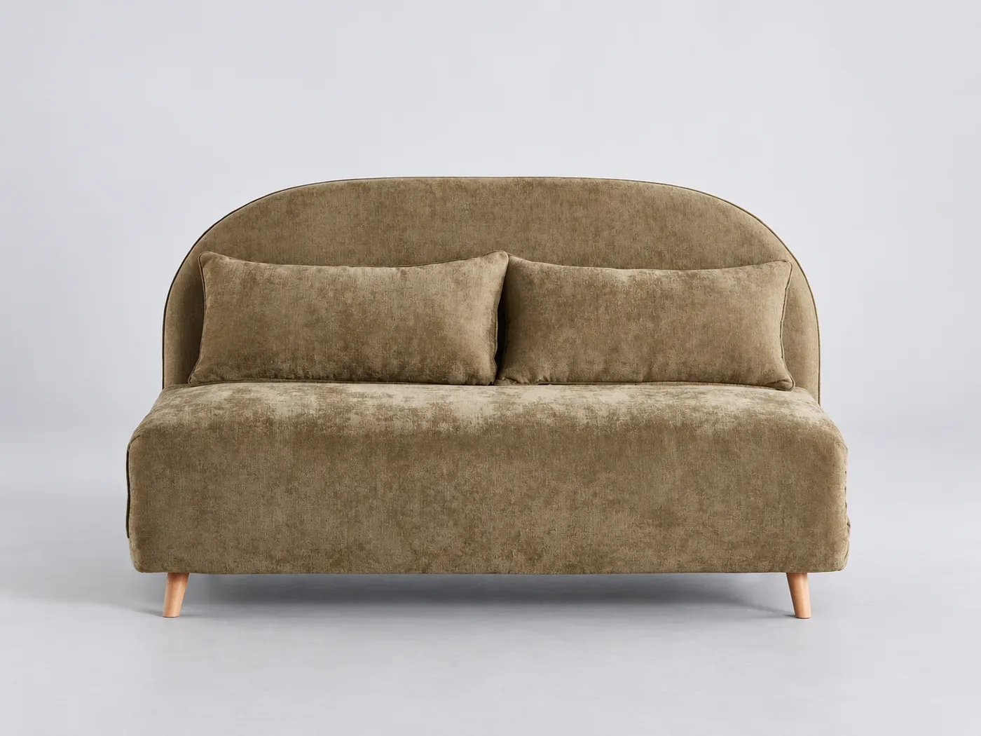 Canapé Ponio Maisons du Monde, 2 places droit convertible, bouclette, coloris vert kaki