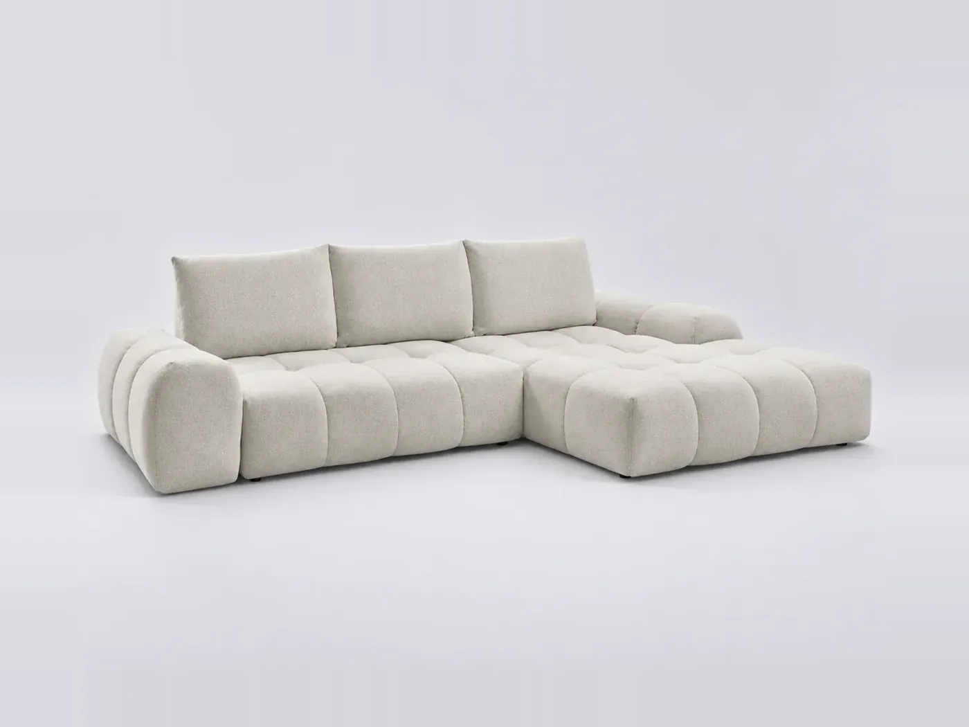 Canapé Everest Bobochic, 3 places d'angle convertible, tissu chiné, coloris blanc