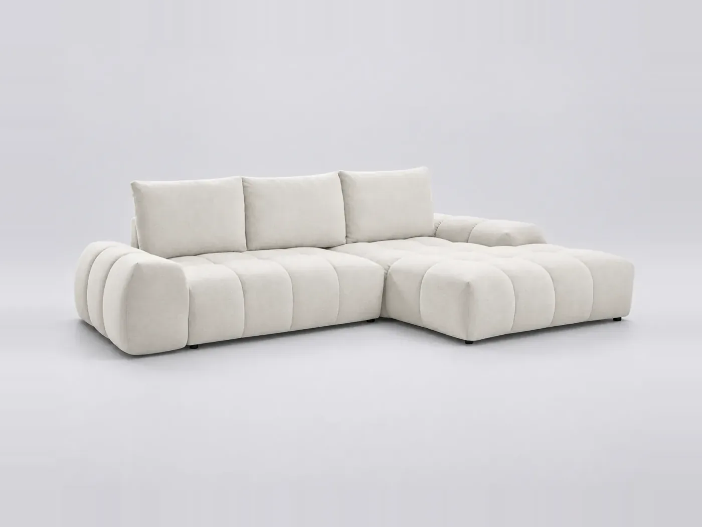 Canapé Everest Bobochic, 3 places d'angle convertible, tissu texturé, coloris blanc