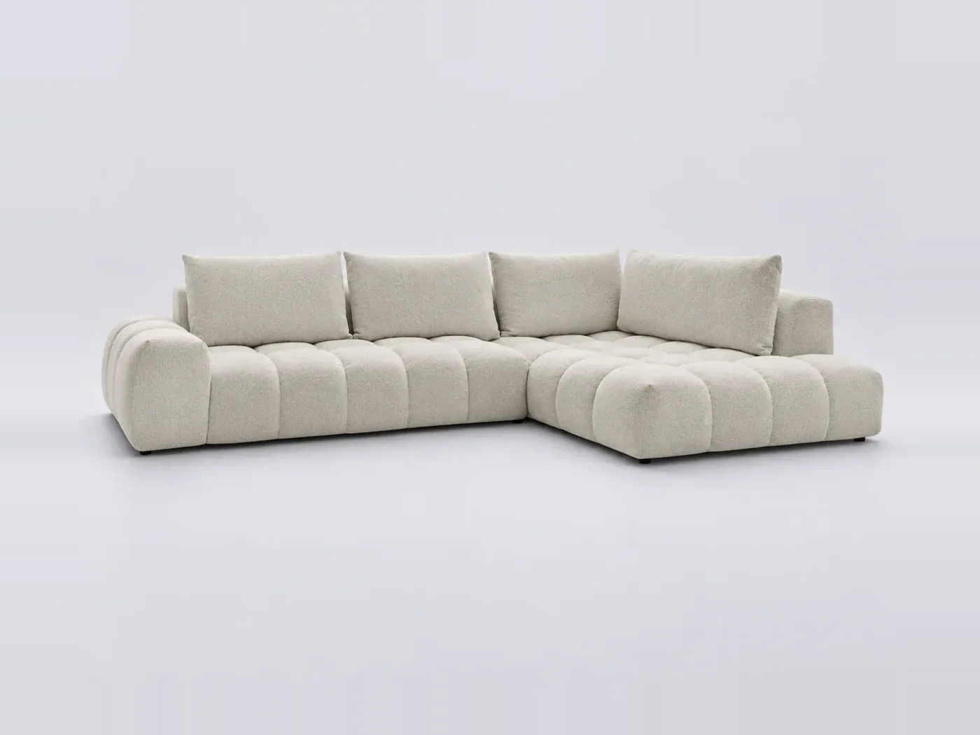 Canapé Everest Bobochic, 4 places d'angle fixe, tissu chiné, coloris blanc