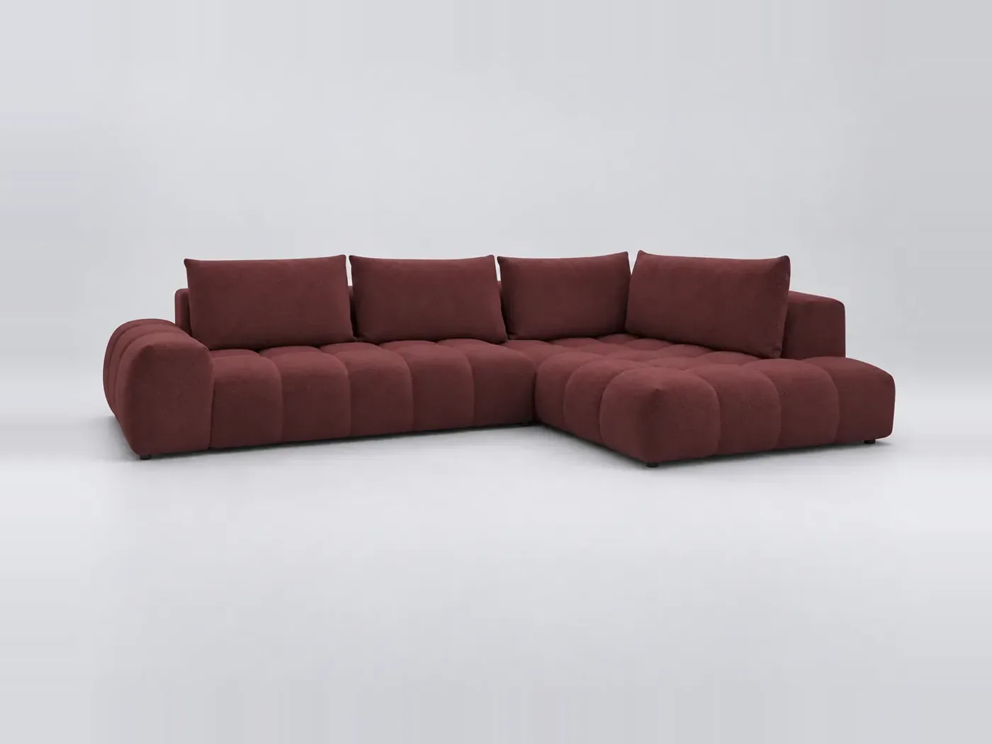 Canapé Everest Bobochic, 4 places d'angle fixe, tissu chiné, coloris rouge