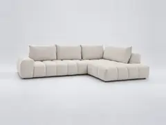 Canapé Everest Bobochic, 4 places d'angle fixe, tissu texturé, coloris blanc