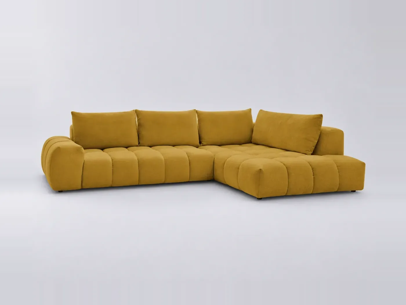 Canapé Everest Bobochic, 4 places d'angle fixe, tissu texturé, coloris jaune