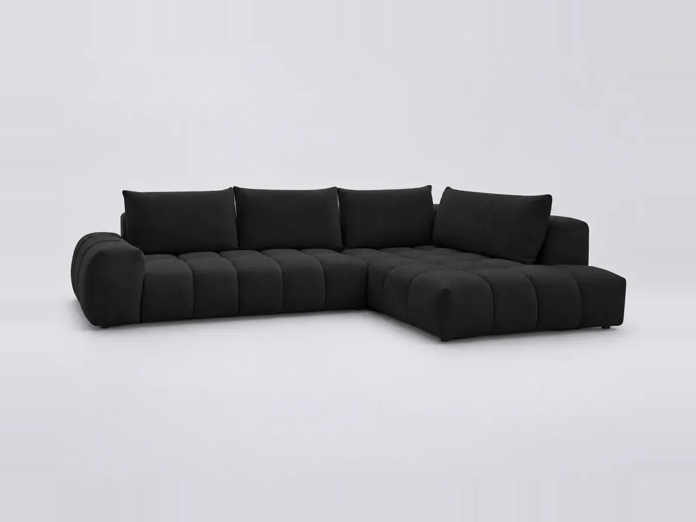 Canapé Everest Bobochic, 4 places d'angle fixe, tissu texturé, coloris noir