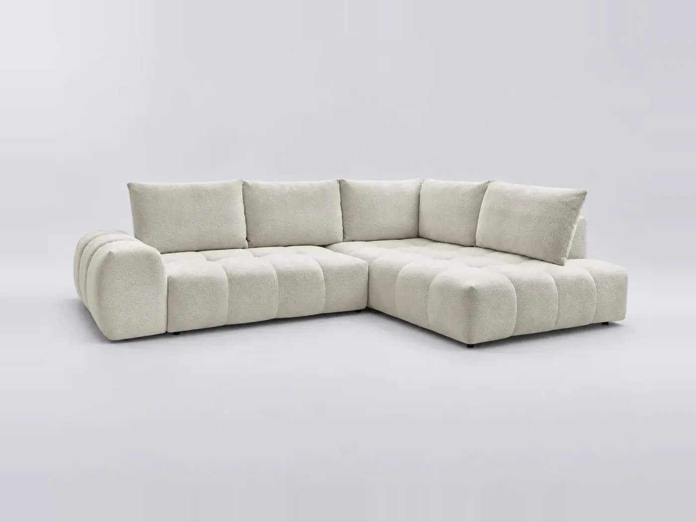 Canapé Everest Bobochic, 3 places d'angle convertible en L, tissu chiné, coloris blanc