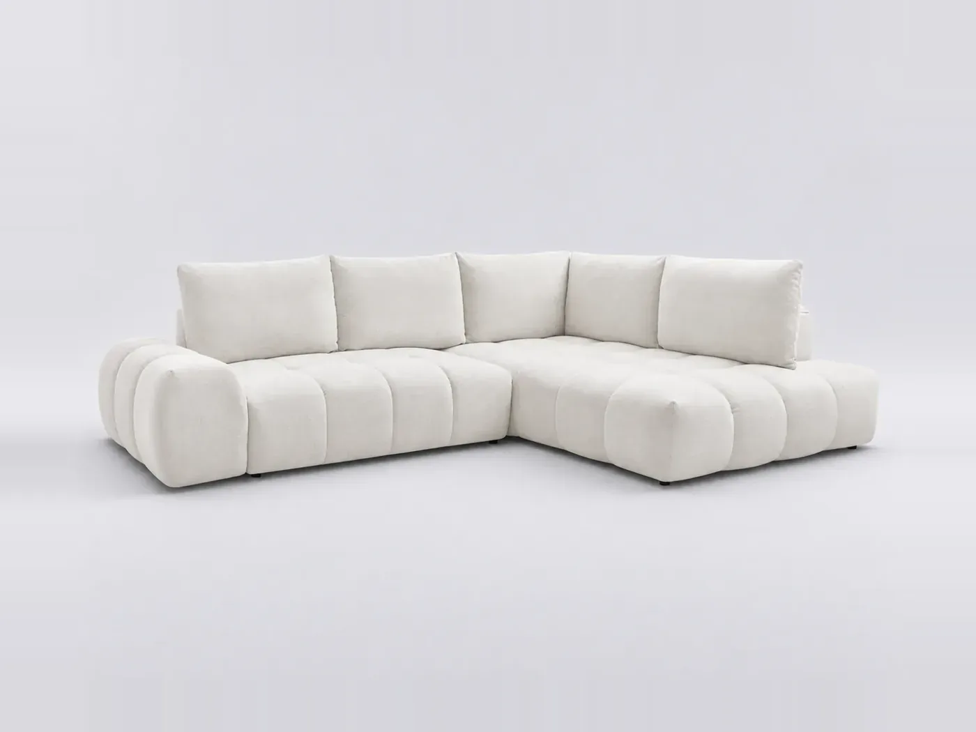 Canapé Everest Bobochic, 3 places d'angle convertible en L, tissu texturé, coloris blanc