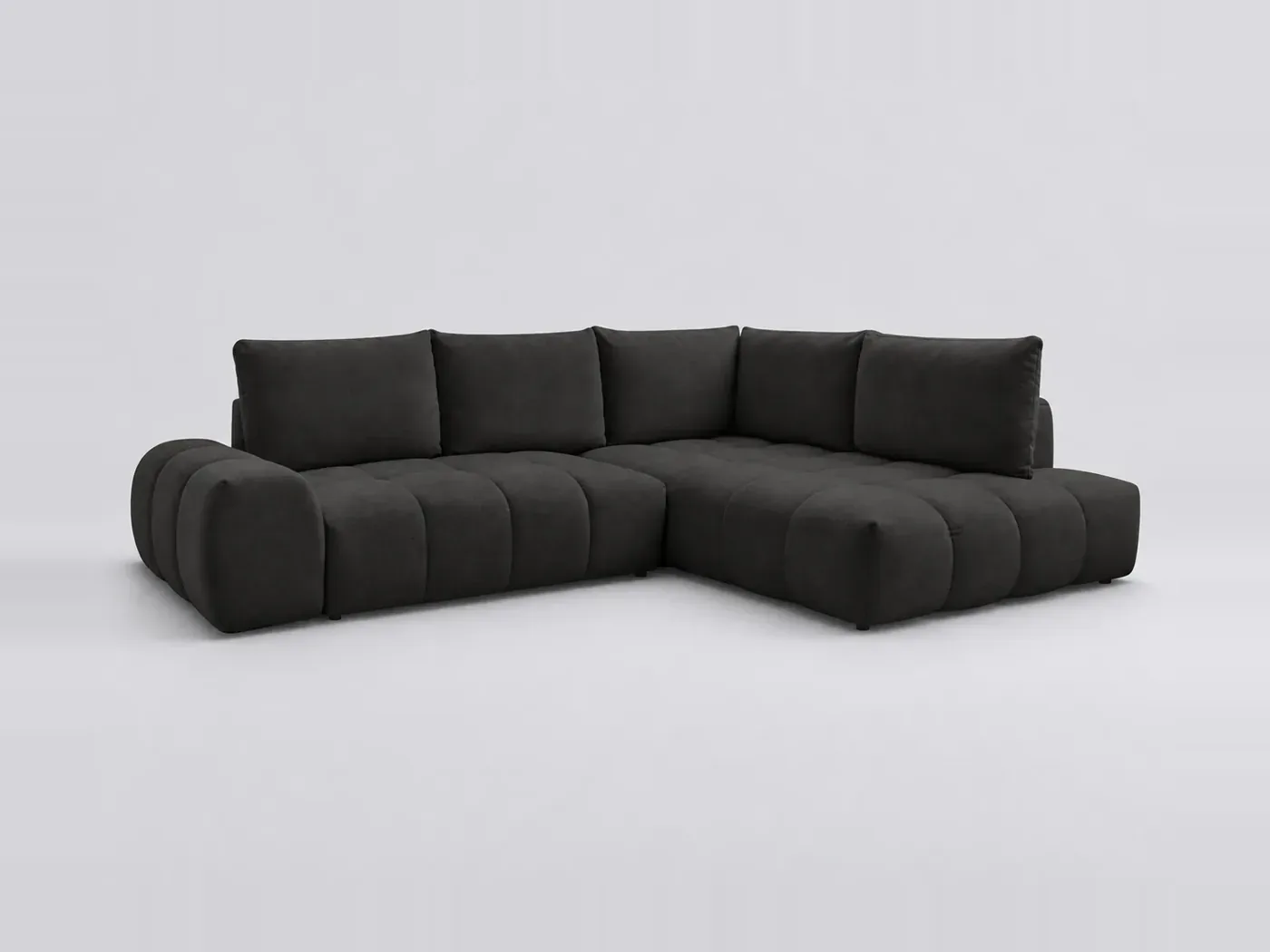 Canapé Everest Bobochic, 3 places d'angle convertible en L, tissu texturé, coloris noir