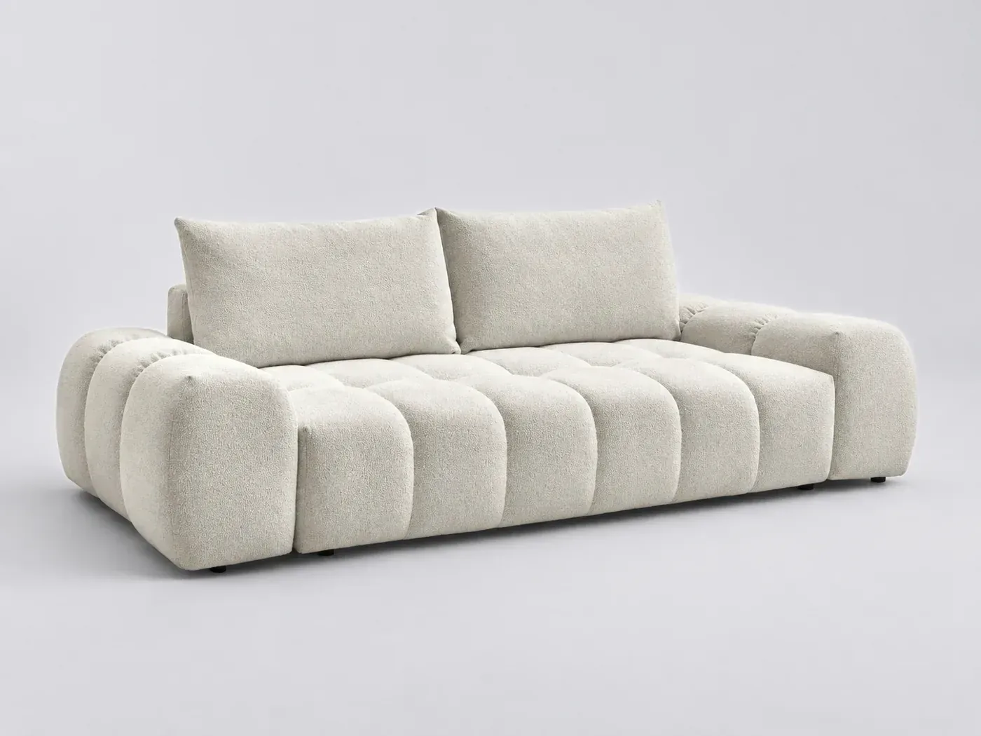 Canapé Everest Bobochic, 3 places droit convertible, tissu chiné, coloris blanc