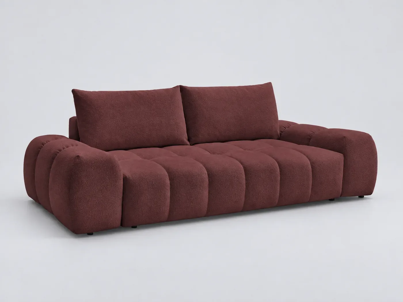 Canapé Everest Bobochic, 3 places droit convertible, tissu chiné, coloris rouge