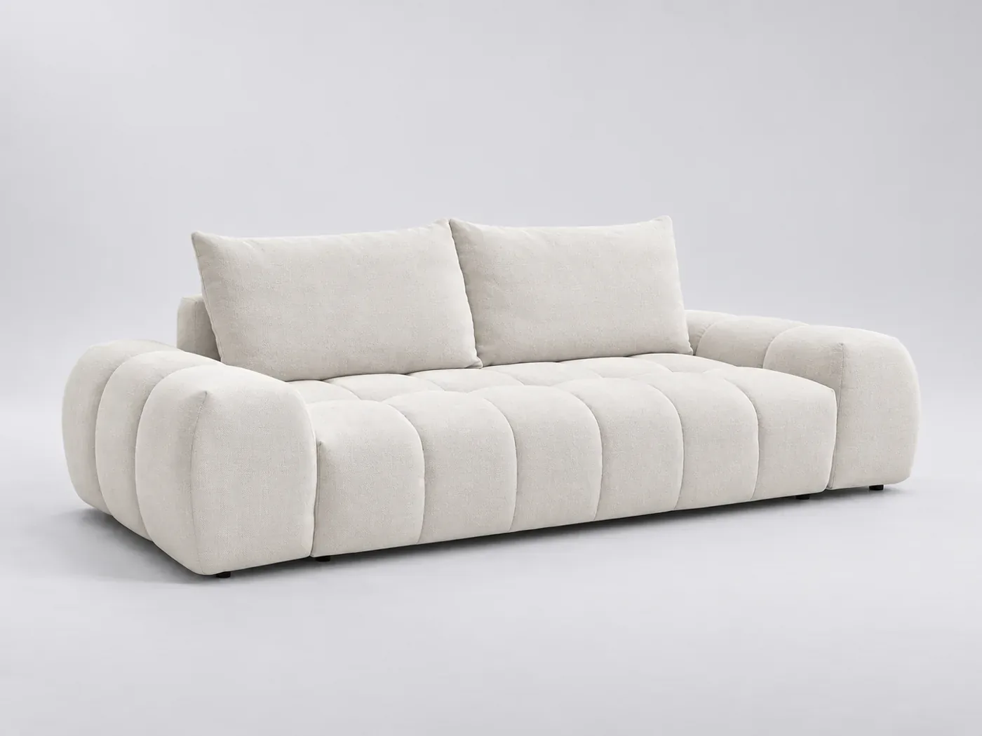 Canapé Everest Bobochic, 3 places droit convertible, tissu texturé, coloris blanc