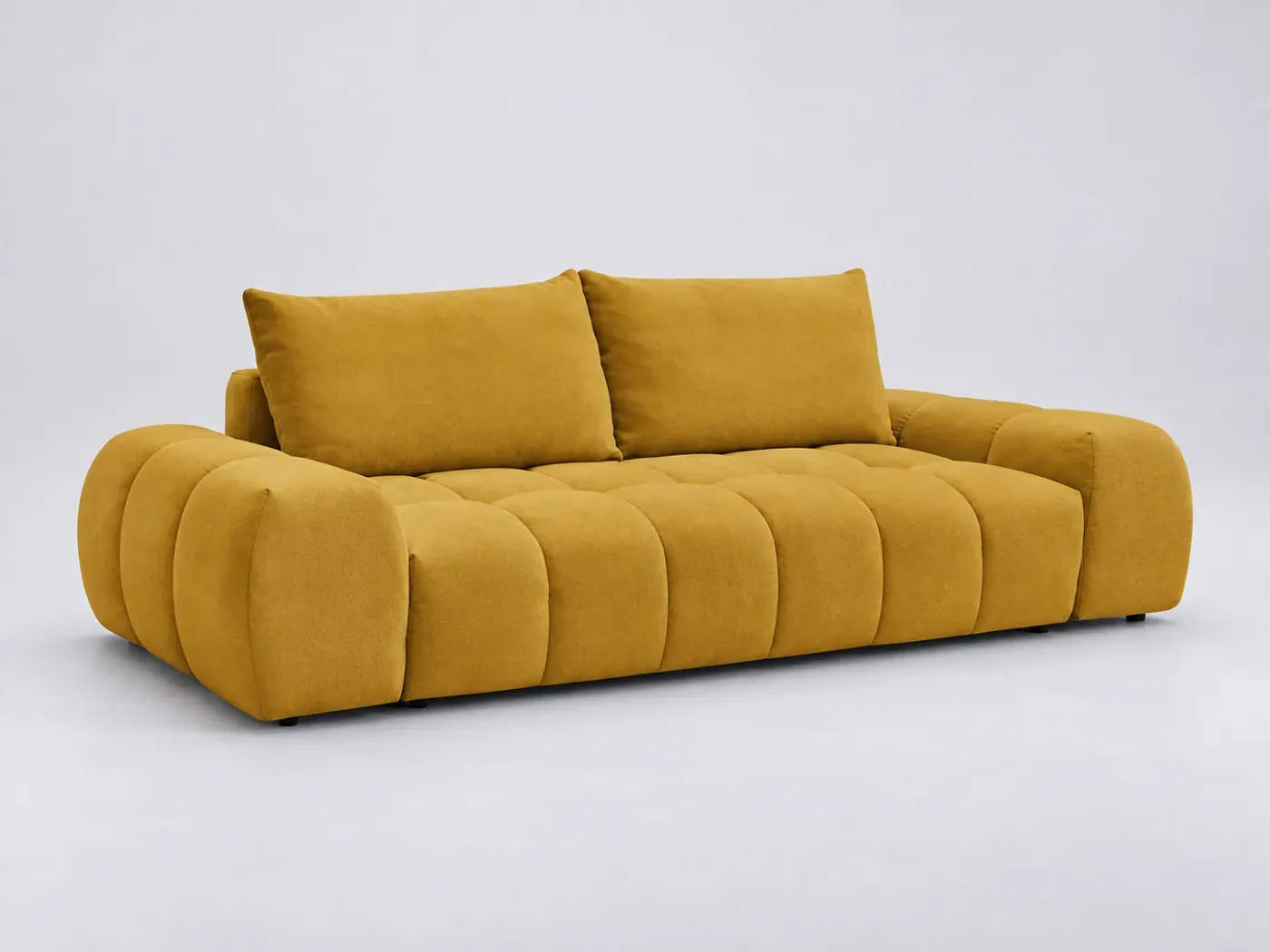 Canapé Everest Bobochic, 3 places droit convertible, tissu texturé, coloris jaune