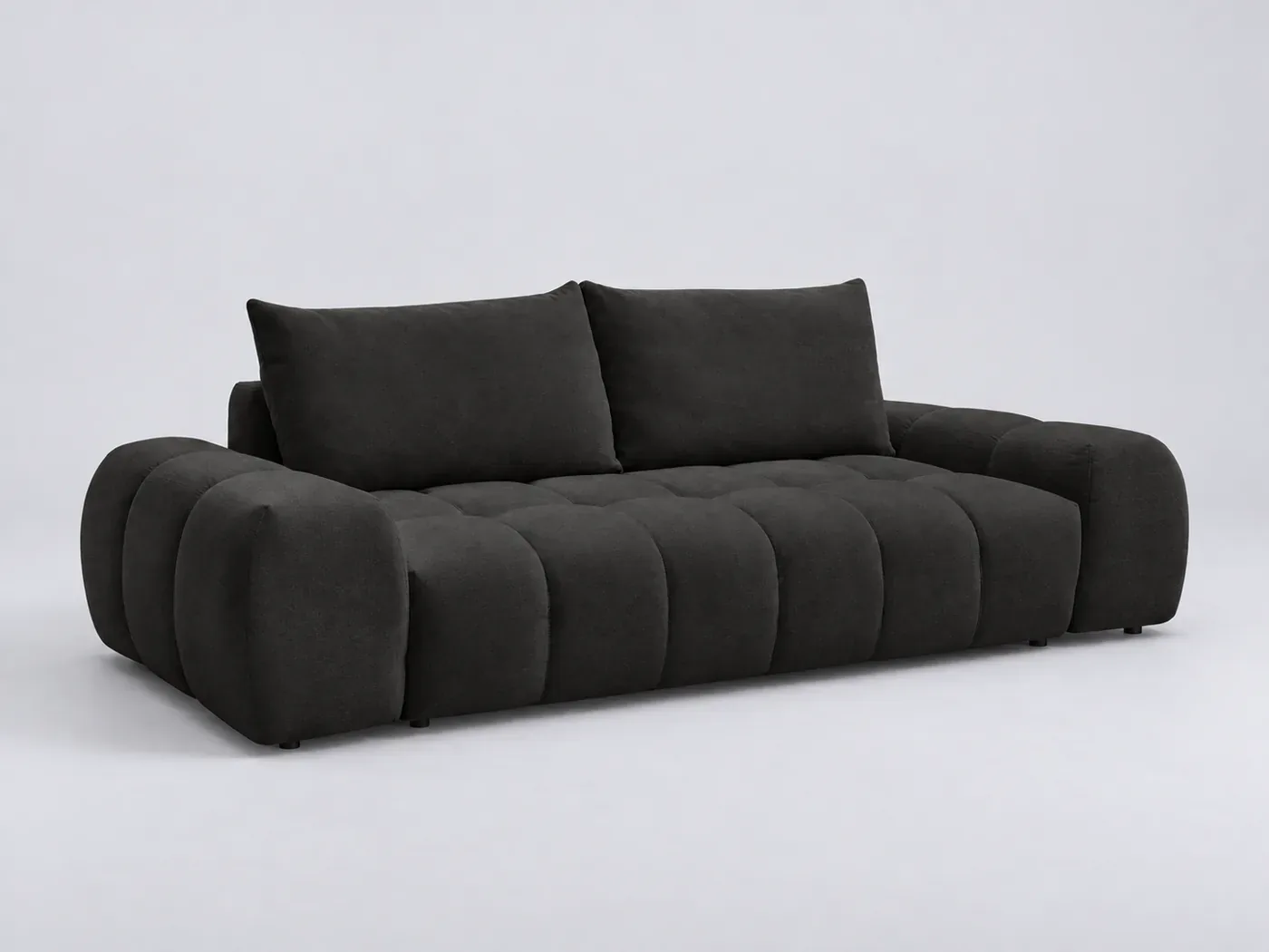 Canapé Everest Bobochic, 3 places droit convertible, tissu texturé, coloris noir