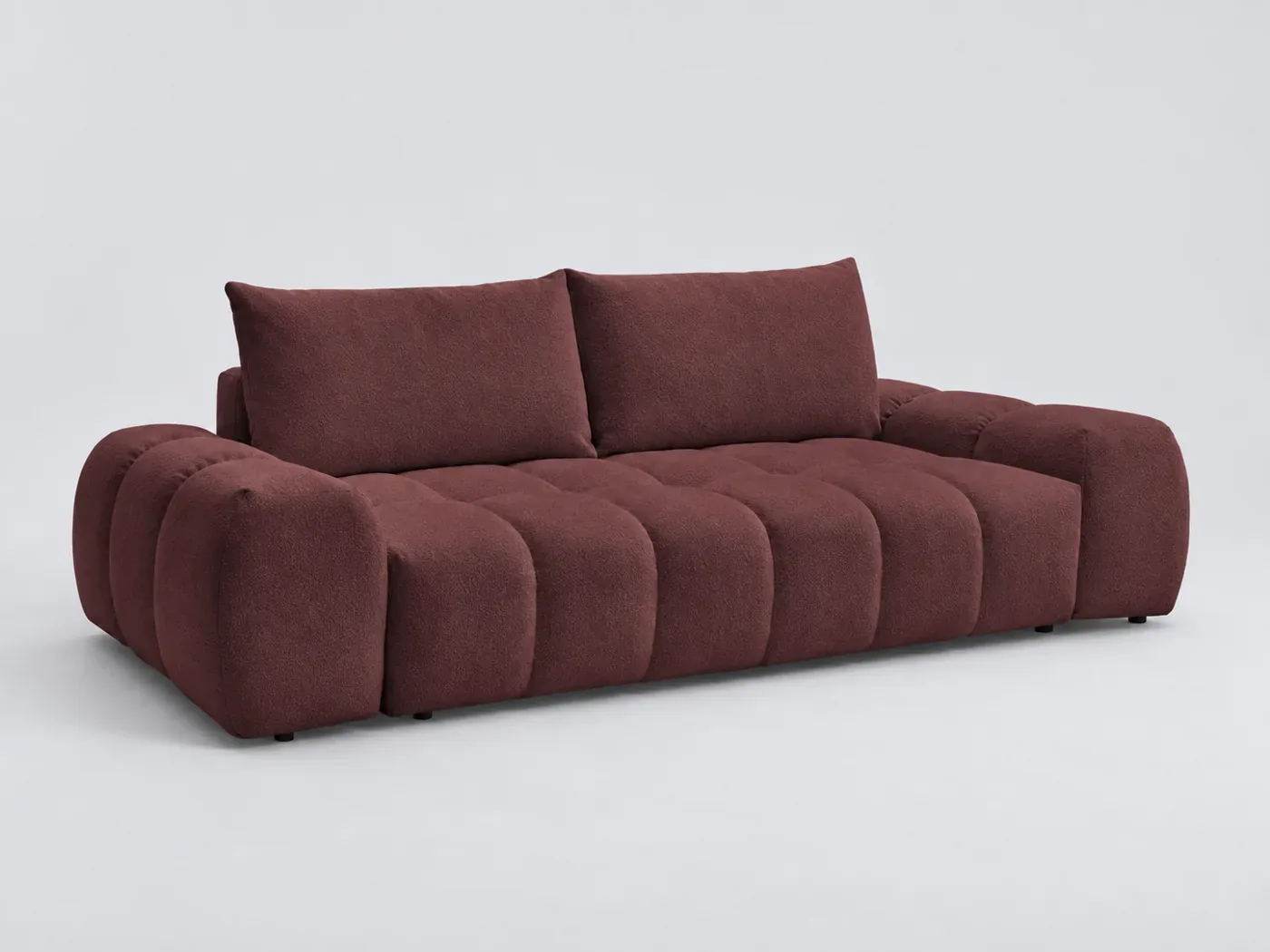 Canapé Everest Bobochic, 3 places droit fixe, tissu chiné, coloris rouge