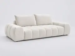 Canapé Everest Bobochic, 3 places droit fixe, tissu texturé, coloris blanc