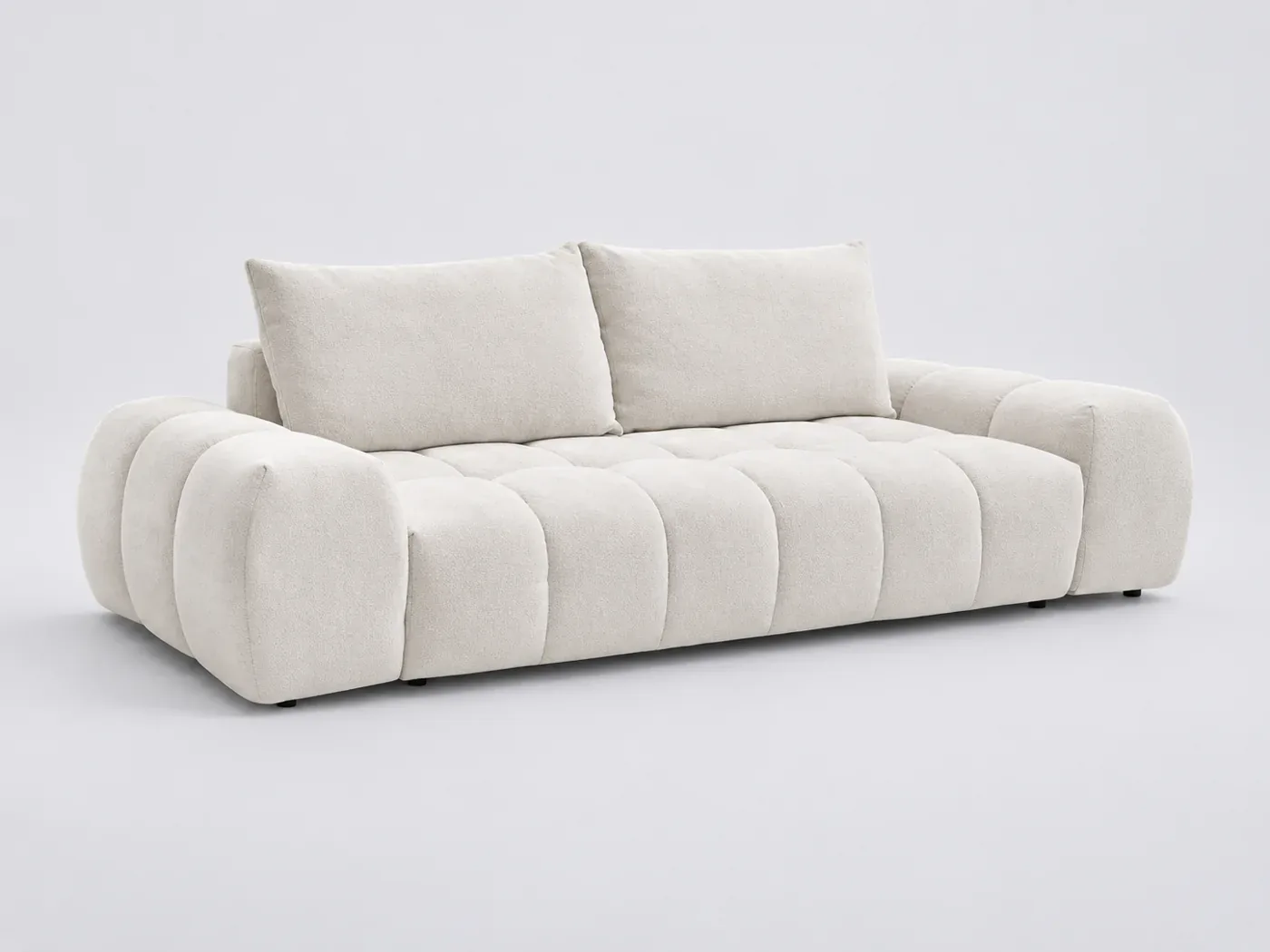 Canapé Everest Bobochic, 3 places droit fixe, tissu texturé, coloris blanc