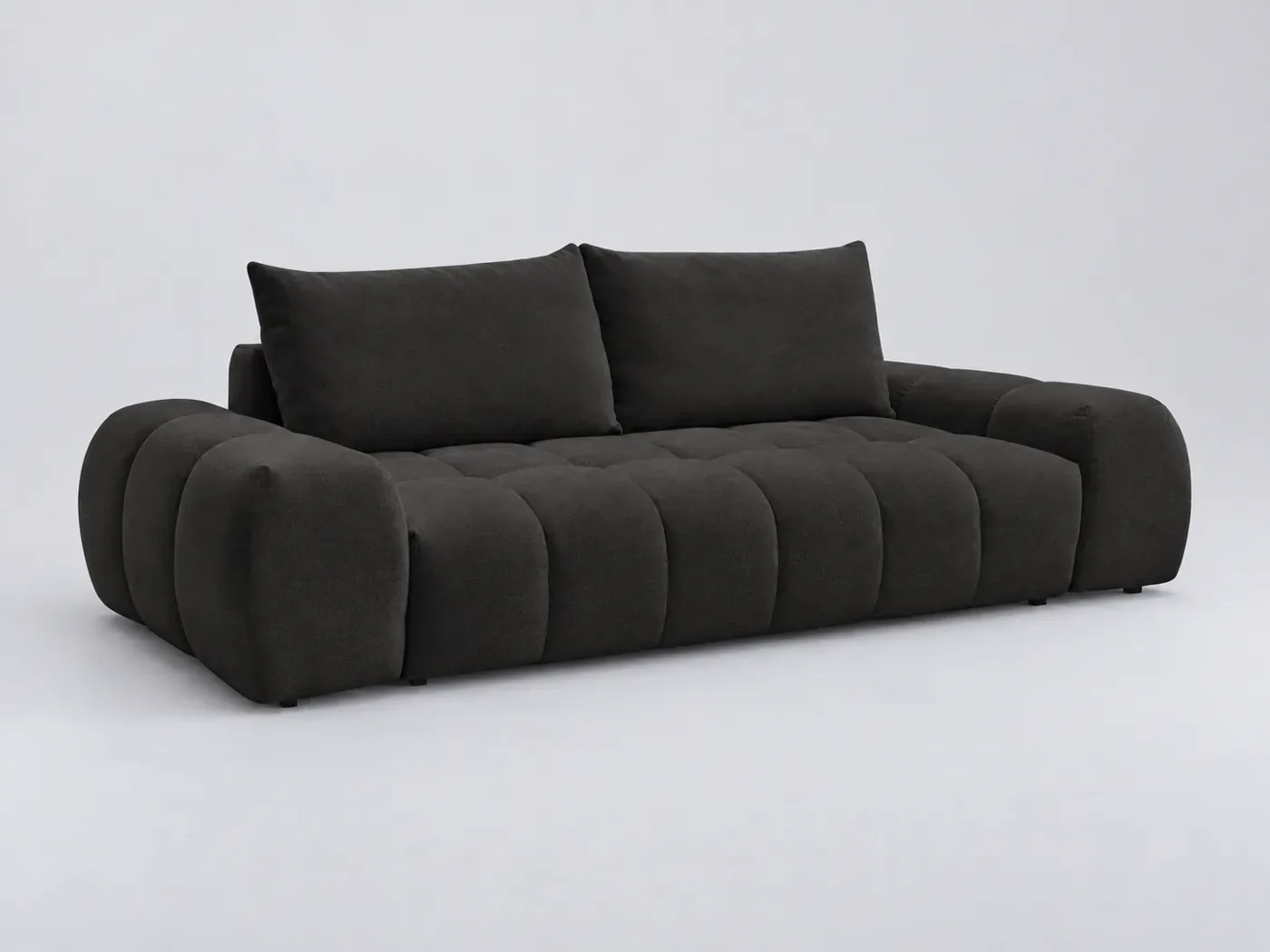 Canapé Everest Bobochic, 3 places droit fixe, tissu texturé, coloris noir