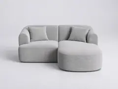 Canapé Campi Maisons du Monde, 3 places d'angle fixe, velours côtelé, coloris argent