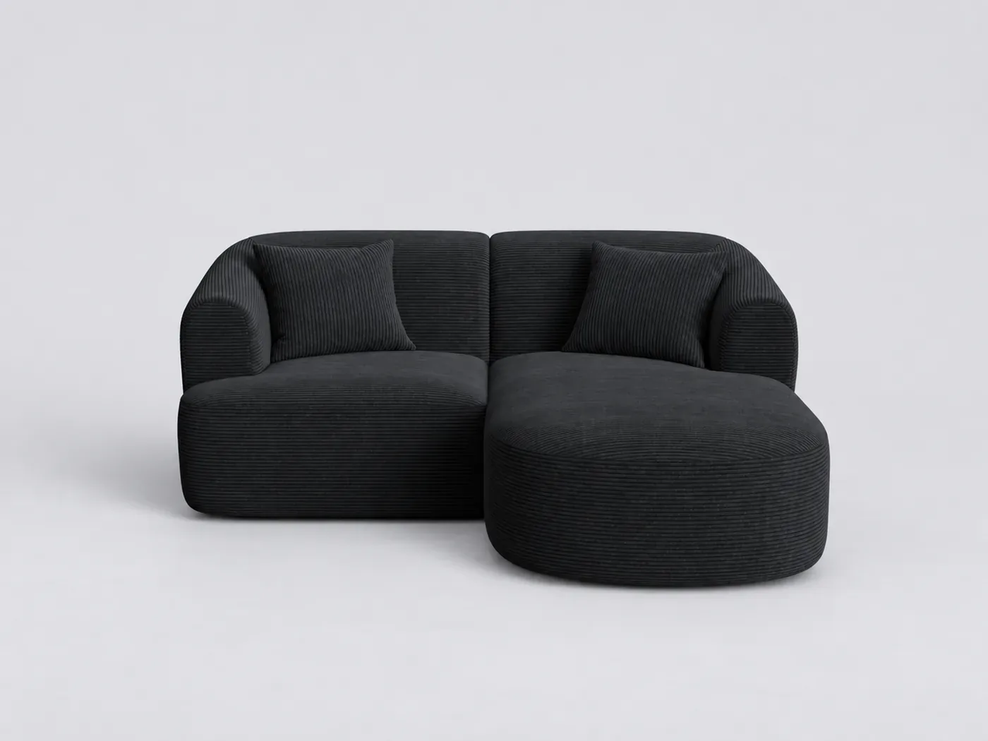 Canapé Campi Maisons du Monde, 3 places d'angle fixe, velours côtelé, coloris noir
