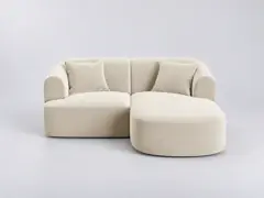 Canapé Campi Maisons du Monde, 3 places d'angle fixe, velours, coloris beige clair