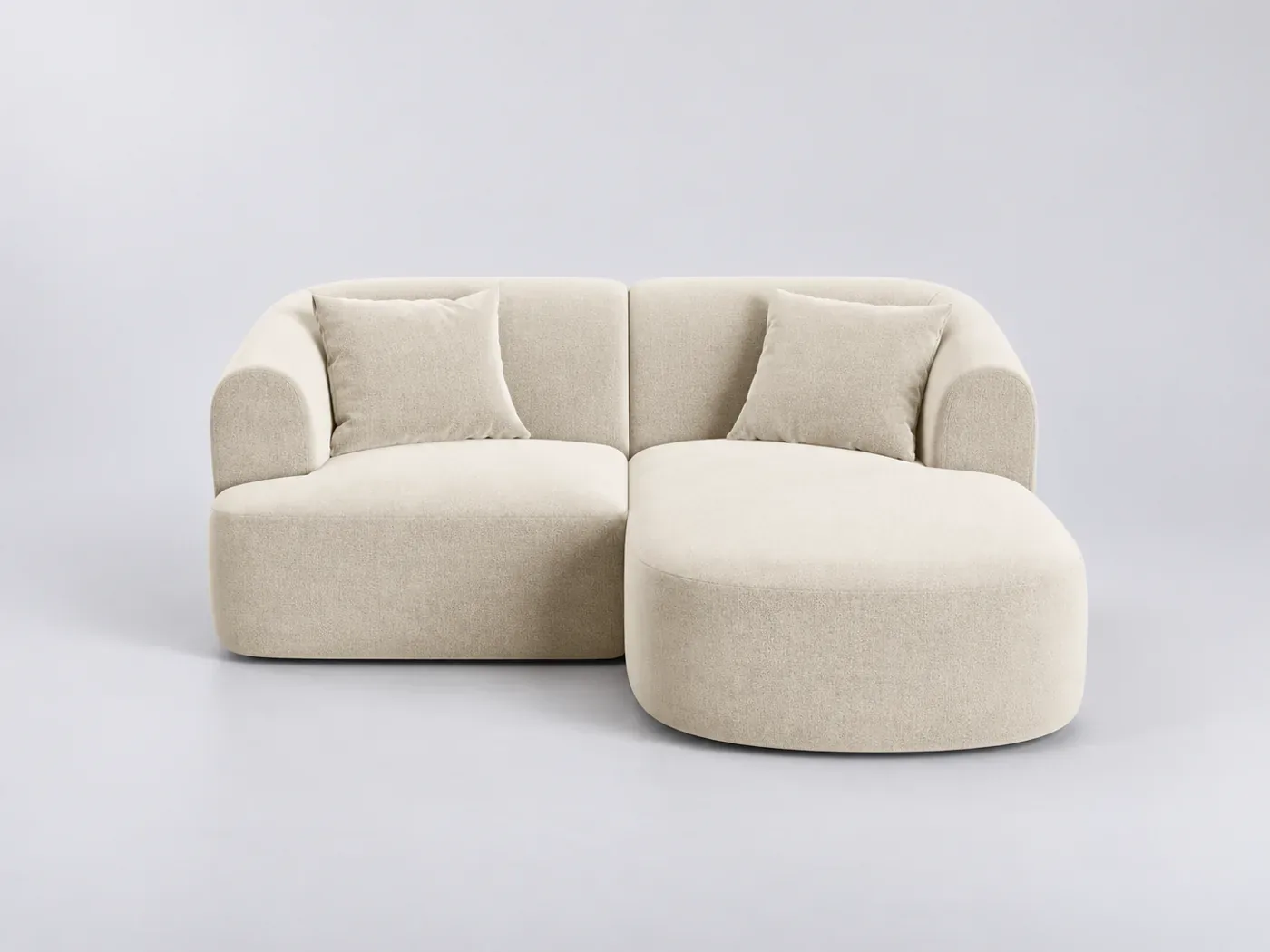 Canapé Campi Maisons du Monde, 3 places d'angle fixe, velours, coloris beige clair