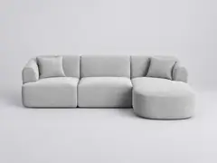 Canapé Campi Maisons du Monde, 4 places d'angle fixe, velours côtelé, coloris argent