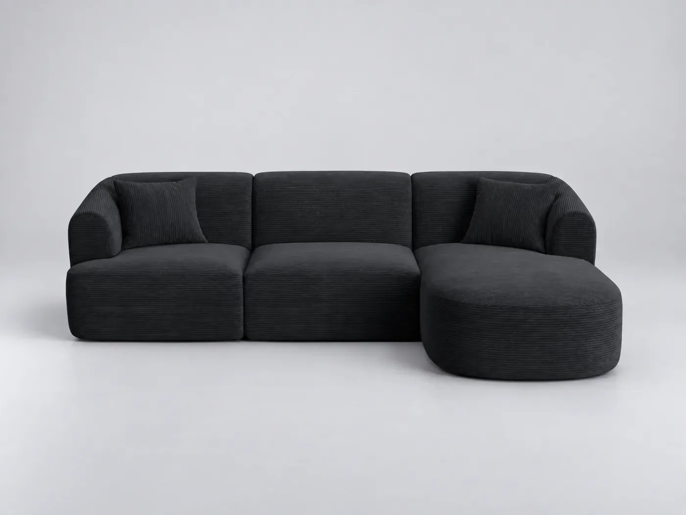 Canapé Campi Maisons du Monde, 4 places d'angle fixe, velours côtelé, coloris noir