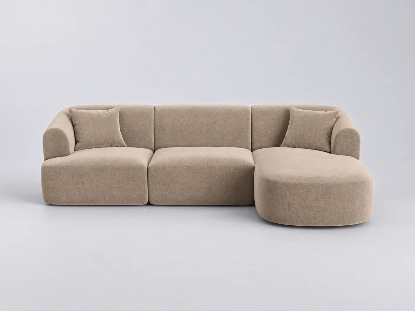 Canapé Campi Maisons du Monde, 4 places d'angle fixe, velours, coloris beige foncé