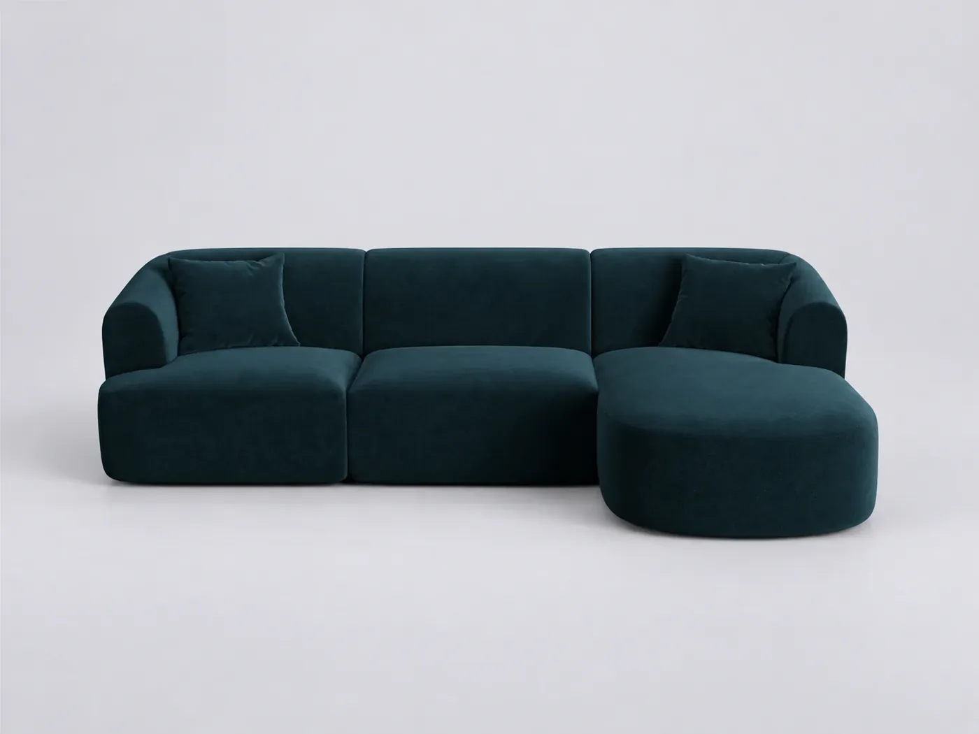 Canapé Campi Cosmopolitan Design, 4 places d'angle fixe, velours, coloris pétrole profond